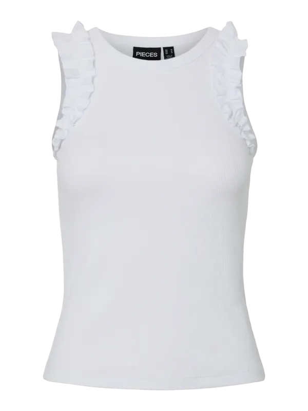 Pieces PCTUBANA FRILL TANK TOP JRS D2D PP Bright White 17163264
