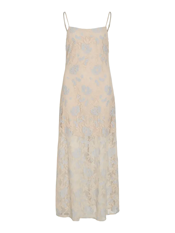 Vila VIFRIDA S/L LACE DRESS Tapioca/BLUE LACE 14113727
