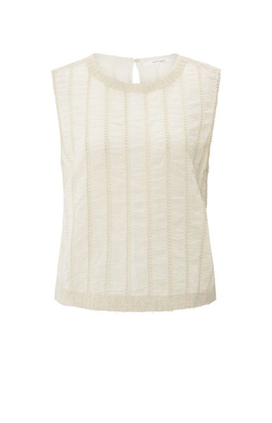YaYa Embroidered sleeveless top OFF WHITE 01-701310-506