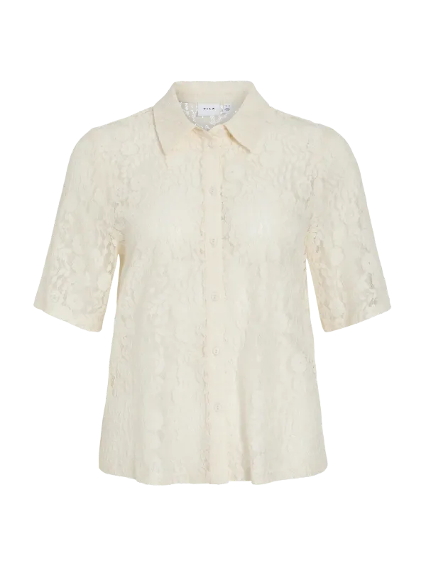 Vila VISELLY 2/4 LACE SHIRT Birch 14111250