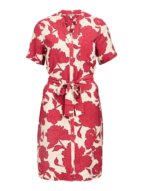 Object OBJJACIRA S/S SHIRT DRESS NOOS Humus/Karanda red fl 23043488