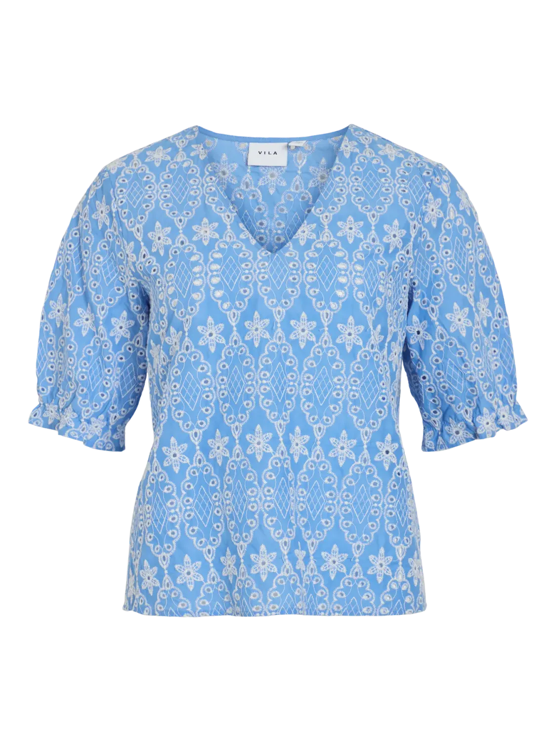 Vila VIMOLLY V-NECK 2/4 TOP/LC Regatta/Snow white 14110089