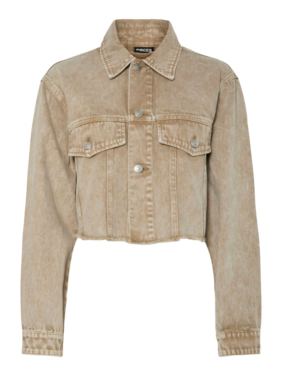 Pieces PCFAY CROPPED DENIM JACKET Sandshell 17158358