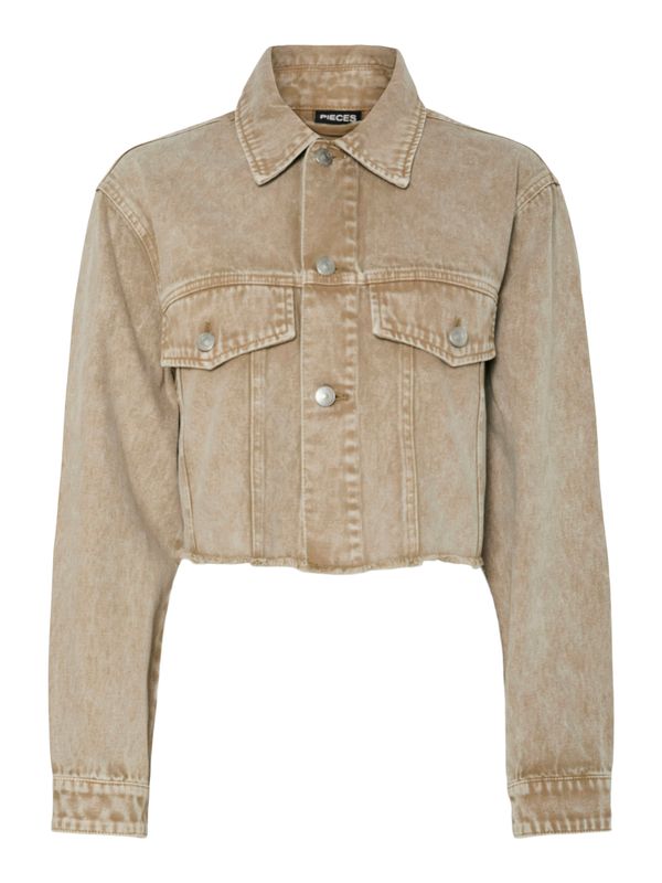 Pieces PCFAY CROPPED DENIM JACKET Sandshell 17158358