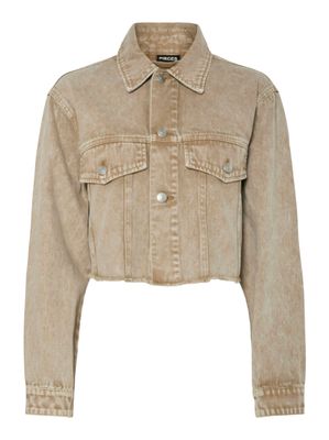 Pieces PCFAY CROPPED DENIM JACKET Sandshell 17158358