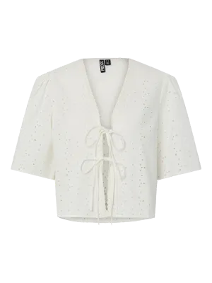 Pieces PCTYLA 2/4 V-NECK TIE TOP WVN D2D P: Cloud Cream 17163253