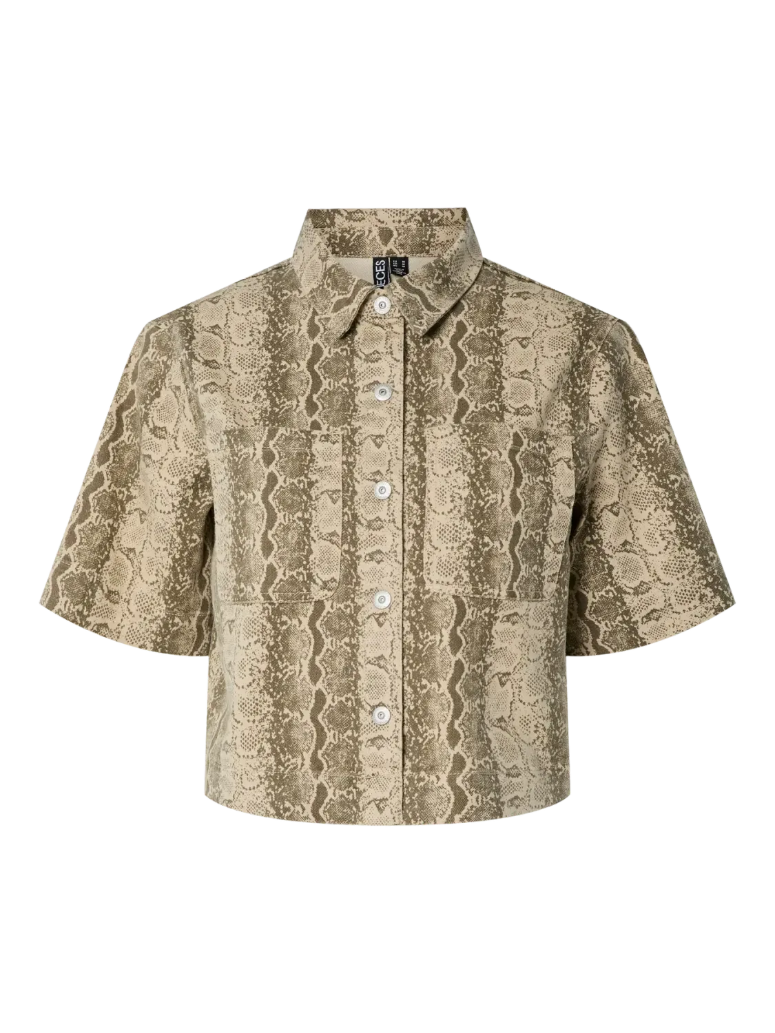 Pieces PCSALUME SS DENIM SHIRT Sandshell/Snake 17156432