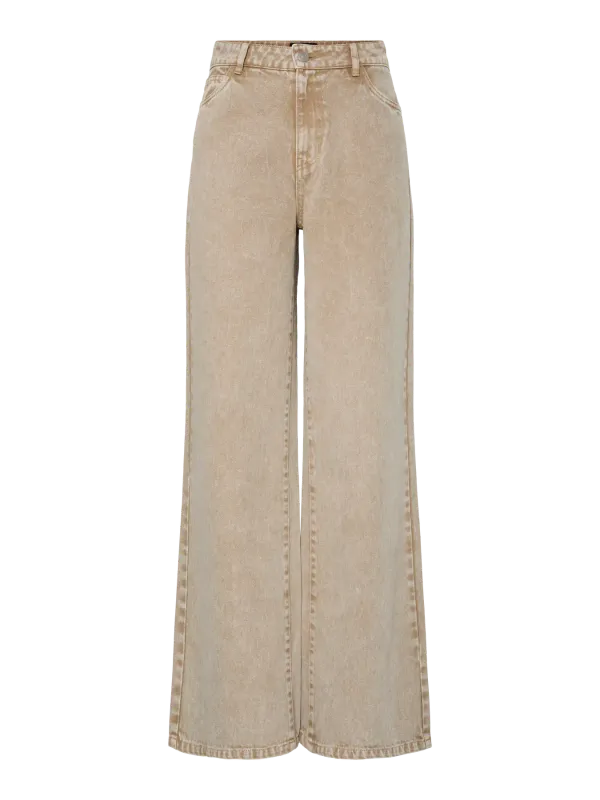 Pieces PCFAY MW WIDE DENIM JEANS Sandshell 17158357