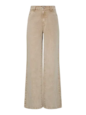 Pieces PCFAY MW WIDE DENIM JEANS Sandshell 17158357