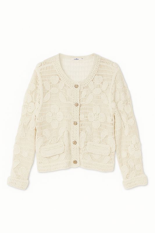 Nameless  Vest gebreid doorknoop BEIGE 85150