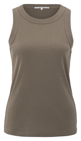 YaYa Ribbed singlet with round neck GREYISH BROWN 01-729043-507