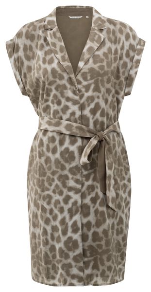 YaYa Midi dress with leopard print MILK BROWN DESSIN 01-601186-507