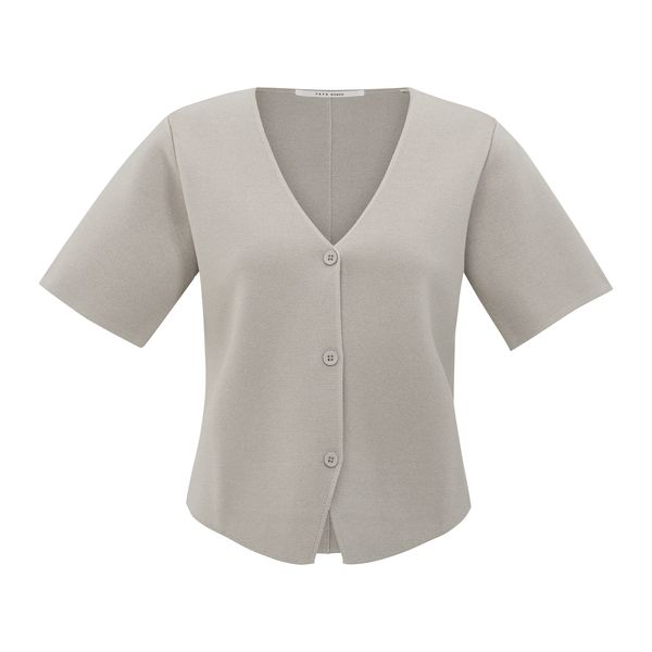 YaYa Knitted top with short sleeves MILK BROWN 01-010115-507