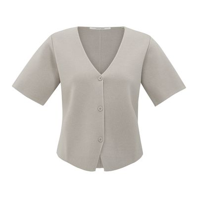 YaYa Knitted top with short sleeves MILK BROWN 01-010115-507
