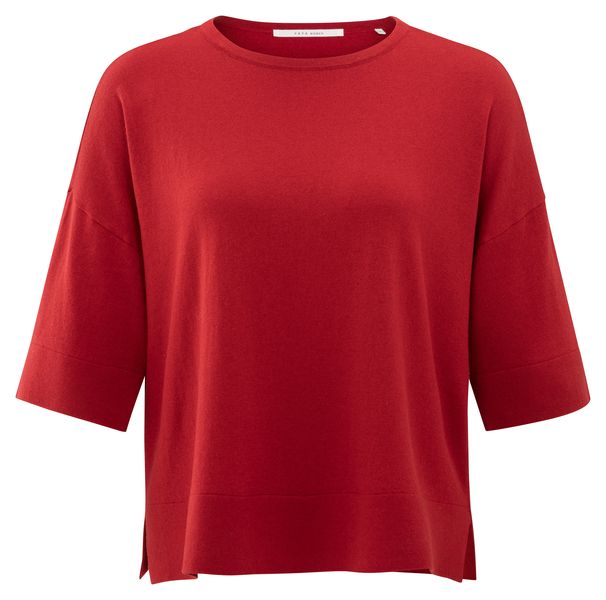 YaYa Oversized fine knitted T-shirt SCARLET SAGE RED 01-000454-507
