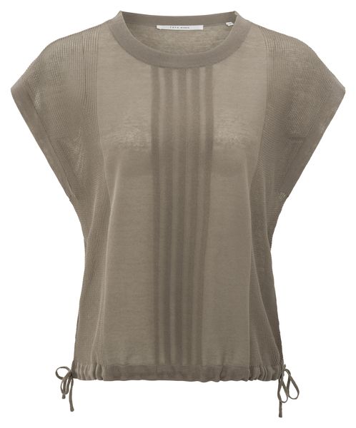 YaYa Sleeveless top with lines GREYISH BROWN 01-000479-507
