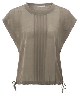YaYa Sleeveless top with lines GREYISH BROWN 01-000479-507