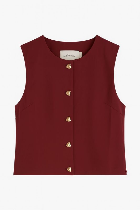 Ambika gilet gouden knoop bordeaux lieke