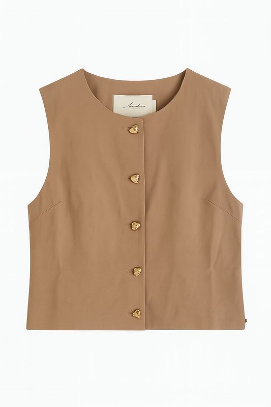 Ambika gilet gouden knoop camel lieke