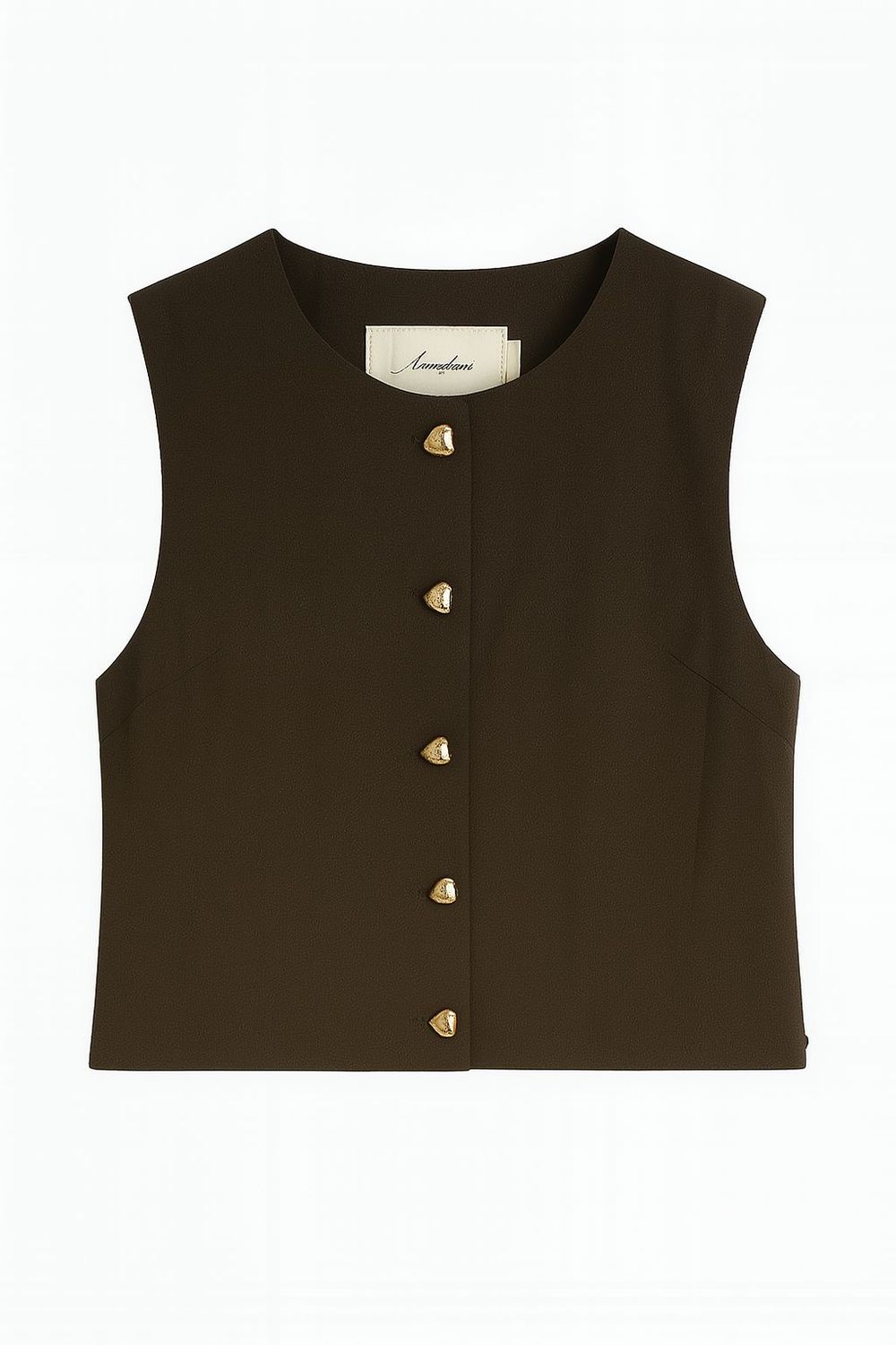 Ambika gilet gouden knoop brown lieke