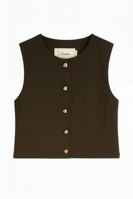 Ambika gilet gouden knoop brown lieke