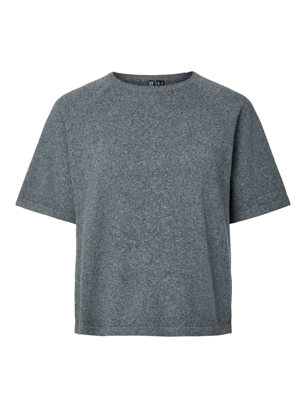Pieces PCBREE SS O-NECK KNIT NOOS BC Dark Grey Melange 17158716