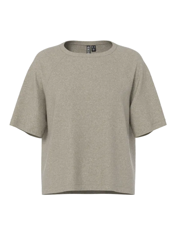 Pieces PCBREE SS O-NECK KNIT NOOS BC Crockery/MELANGE 17158716