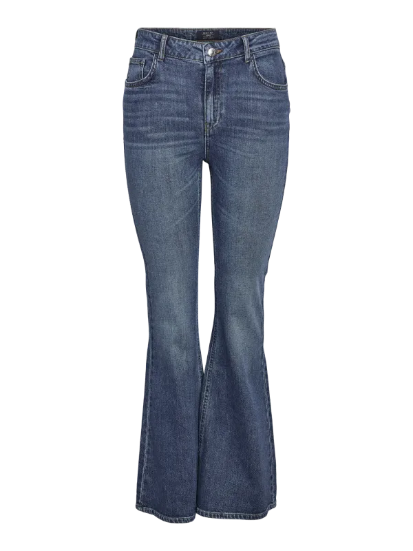 Noisy May NMKAREEN HW FLARE LEG JEANS AZ436MB: Medium Blue Denim 27034386