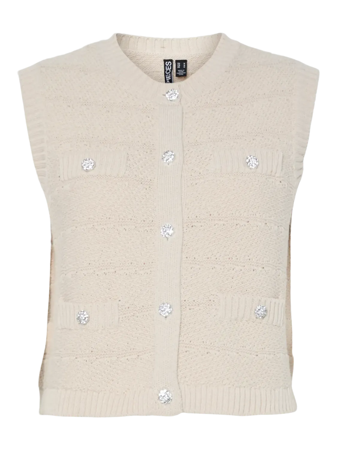 Pieces PCJENA SL O-NECK KNIT VEST BC Silver Lining 17159479