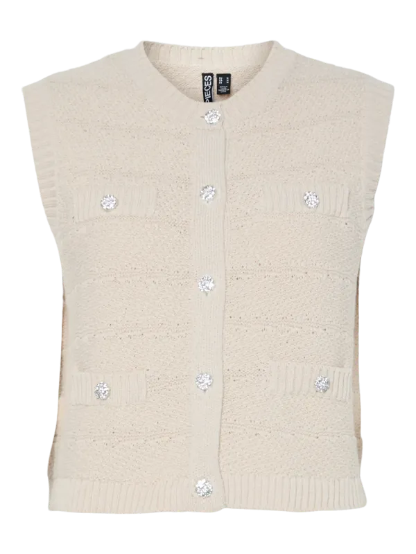 Pieces PCJENA SL O-NECK KNIT VEST BC Silver Lining 17159479