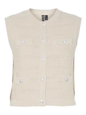 Pieces PCJENA SL O-NECK KNIT VEST BC Silver Lining 17159479