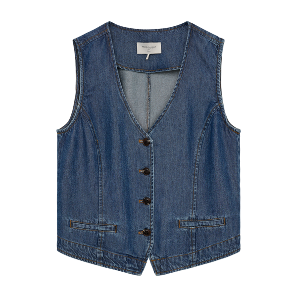 Freequent FQMILO-WAISTCOAT Medium Blue Denim 207008