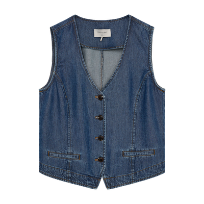 Freequent FQMILO-WAISTCOAT Medium Blue Denim 207008