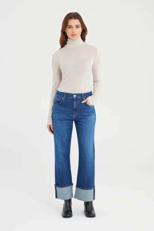 Cup Of Joe Denim mid waist straight Astra Blue Ruby