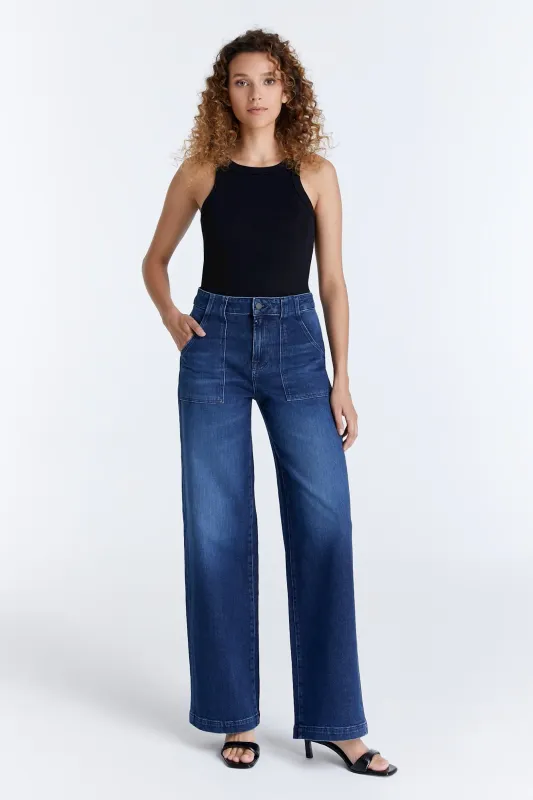 Cup Of Joe Denim wide leg chino Dark Blue Maxine