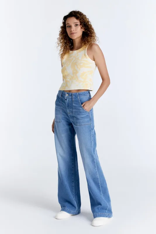 Cup Of Joe Denim high waist wide leg Medium Blue Lulu