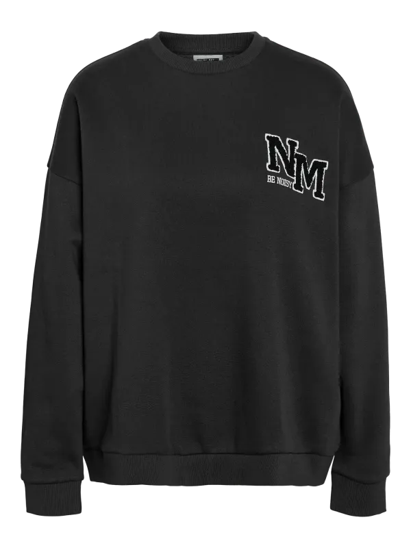 Noisy May NMBELIEVE L/S O-NECK SWEAT JRS Obsidian/BLACK EMB 27035072