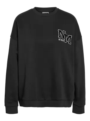 Noisy May NMBELIEVE L/S O-NECK SWEAT JRS Obsidian/BLACK EMB 27035072