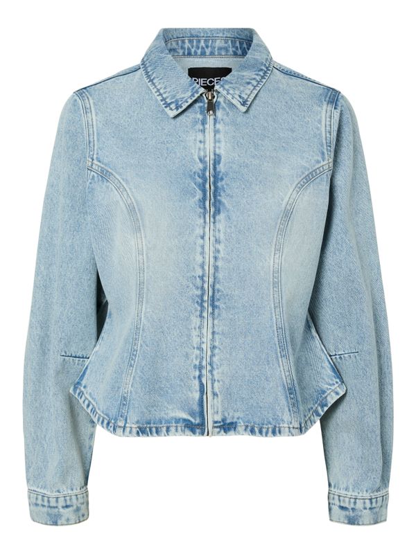 Pieces PCJULES LS FITTED DENIM SHIRT D2D P: Light Blue Denim 17163313