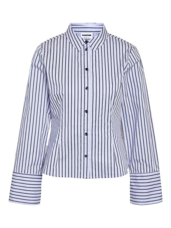 Noisy May NMCLARIE L/S WIDE SLEEVE SHIRT Cashmere Blue/Black 27037415