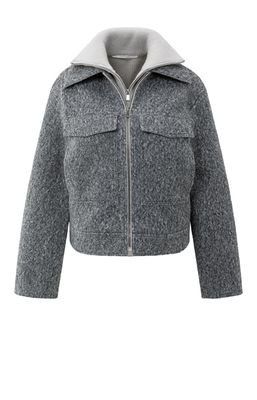 YaYa Short oversized boucle jacket BLACK OYSTER MELANGE 02-001064-508