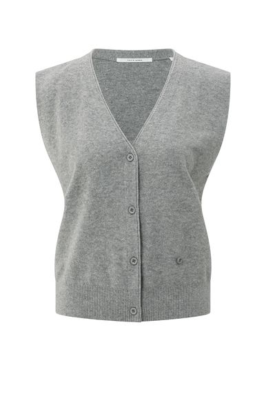 YaYa Knitted gilet a-symmetric butt MEDIUM GREY MELANGE 01-010120-508