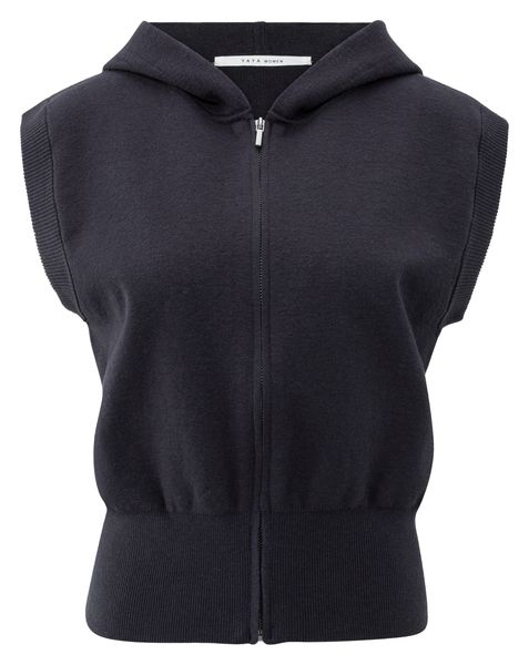 YaYa Sleeveless knitted hoody with INKWELL BLUE 01-010116-508