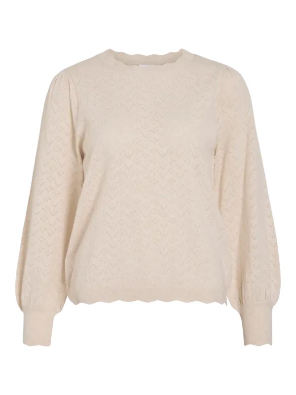 Vila VIEMI O-NECK L/S KNIT TOP/TES Super Light Natural 14109653
