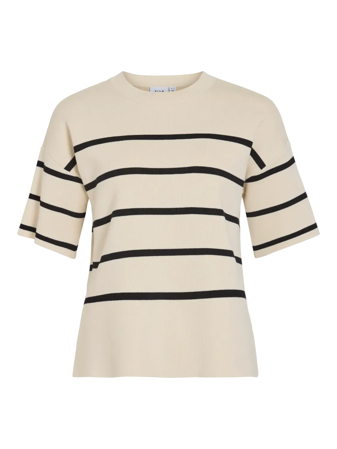 Vila VIOSTRIA O-NECK 2/4 STRIPED KNIT TO: Birch/BLACK BEAUTY 14108840