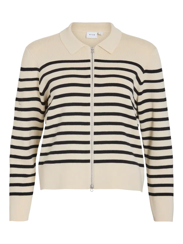 Vila VIOSTRIA L/S ZIPPER STRIPE KNIT CAR: 177853001 14109035