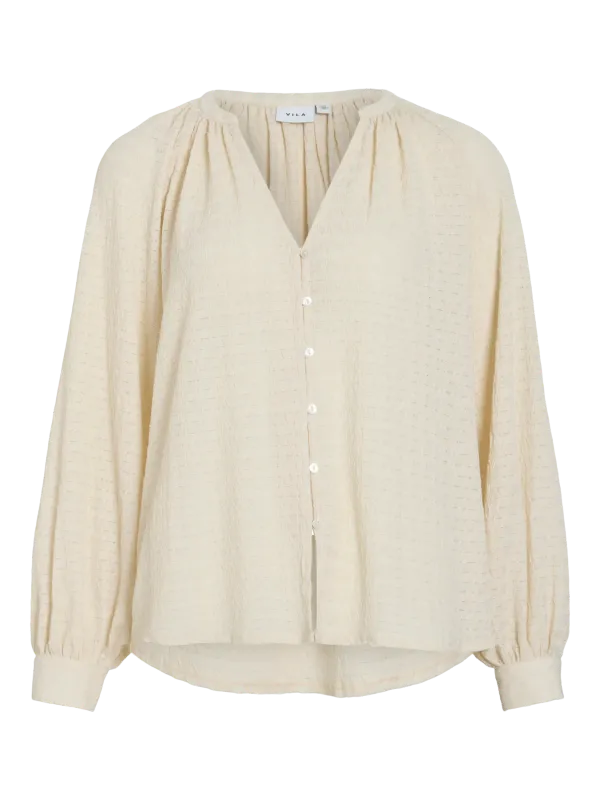 Vila VIBABERA V-NECK L/S SHIRT Birch 14110148
