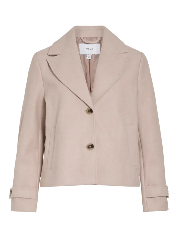 Vila VISOLO L/S SHORT JACKET/TES Natural Melange 14099249