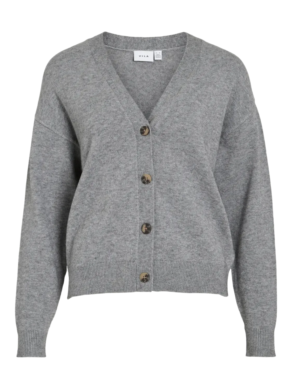 Vila VIRIL V-NECK KNIT CARDIGAN - NOOS Medium Grey Melange 14107411