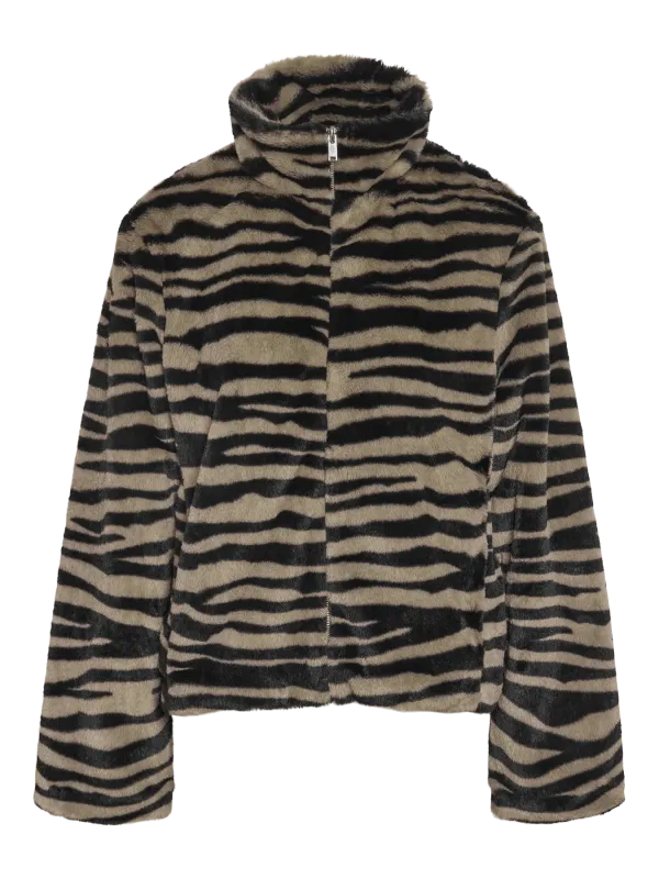 Noisy May NMSEOUL FUR JACKET DD Aluminum/ZEBRA 27034227
